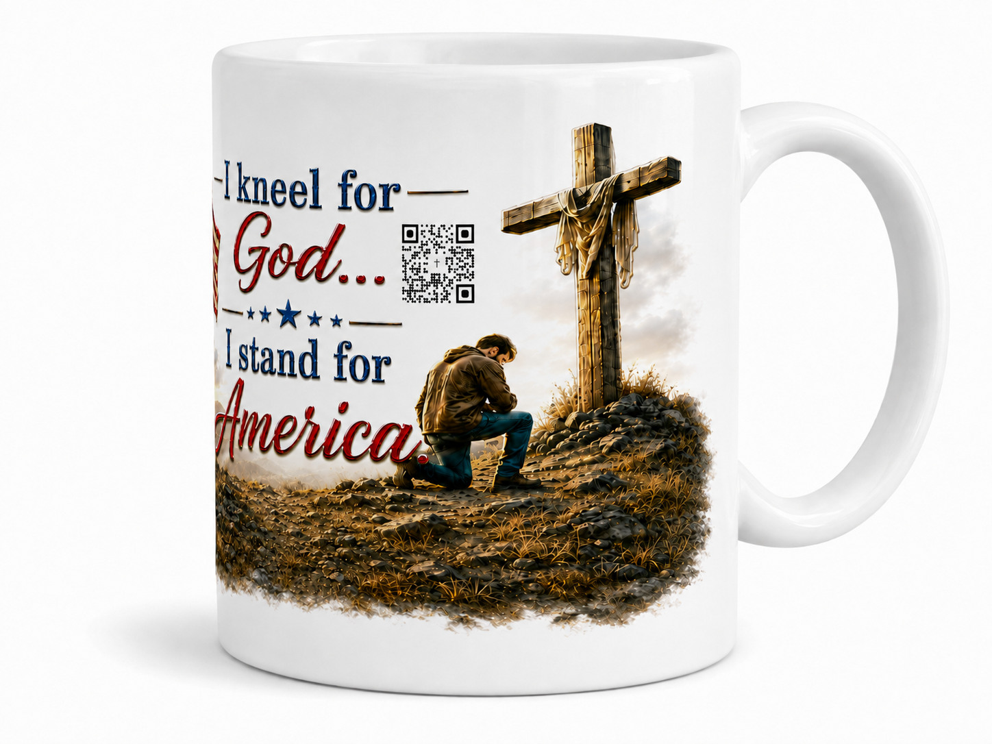 Kneel for God, Stand for America mug right view